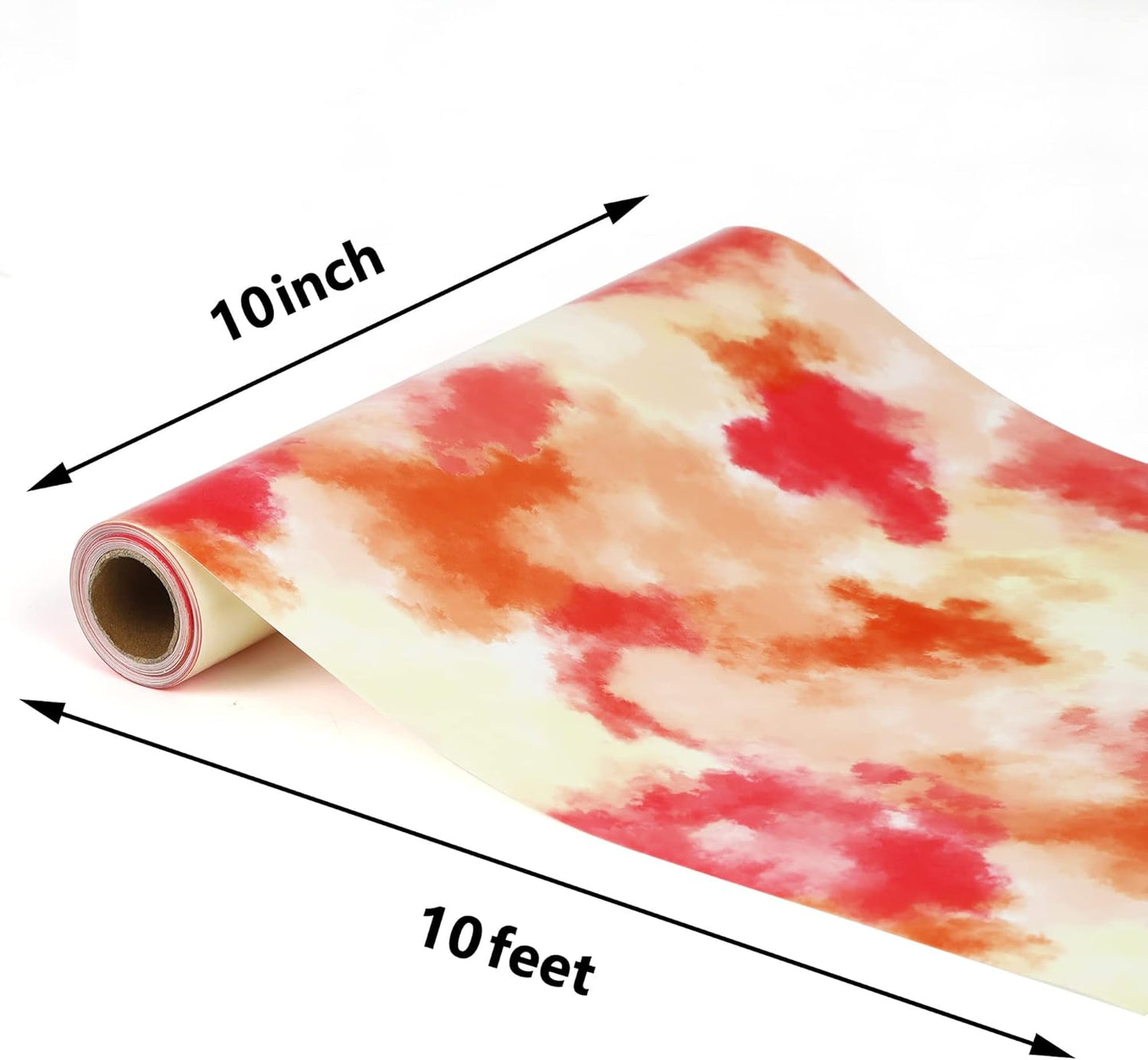 RENLI·TONG Tie Dye Heat Transfer Vinyl, 10Inch by 10ft Roll, Rainbow, Glossy, Cloth, Bohemian, Single Use, for T-Shirt, Shoes, Aprons, Jeans, Baseball Caps, Other Fabric Items