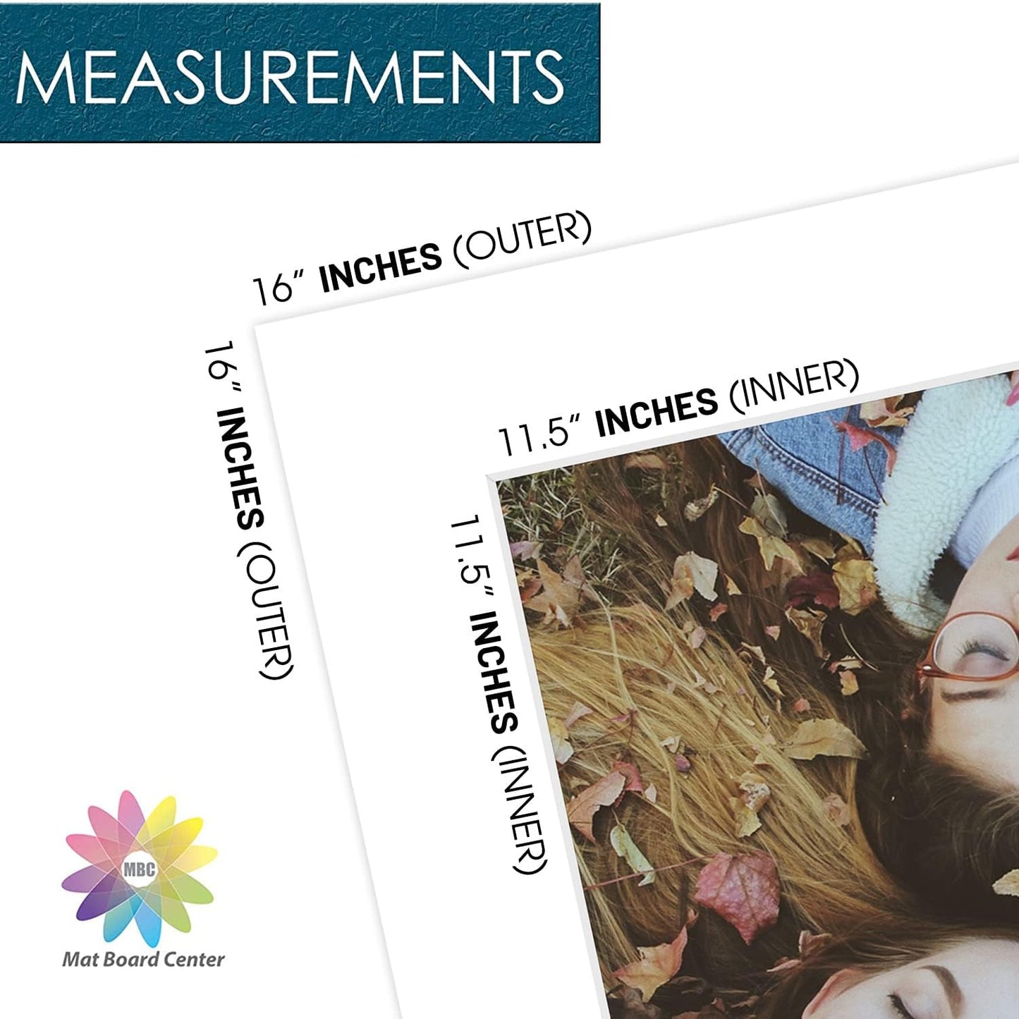 Mat Board Center, Pack of 10, 16x16 for 12x12 White Photo Picture Mats - Acid Free, 4-ply Thickness, White Core - for Pictures, Photos, Framing