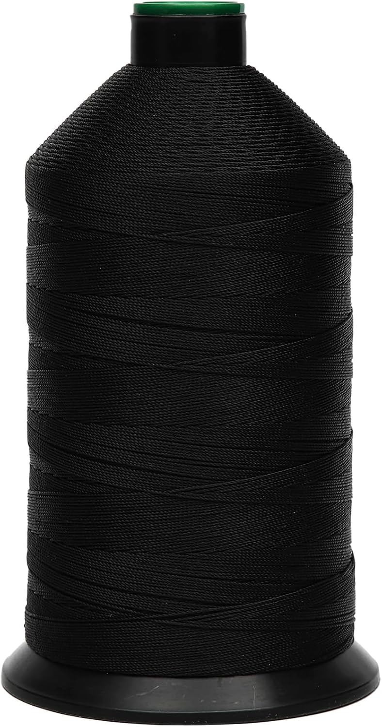 Extra Strong Bonded Nylon Thread #207 Tex210 – 16 OZ, 2000yds, Versatile Stitching Solution for Leather, Upholstery, Canvas Repair and More (Black)
