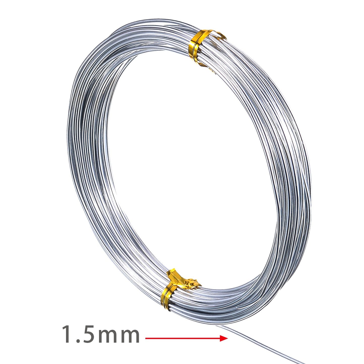 TecUnite Aluminum Craft Wire for Sculpting Armature Bendable Craft Wire for DIY Jewelry Making (2 Roll,Silver,10 M X 1.5 mm)