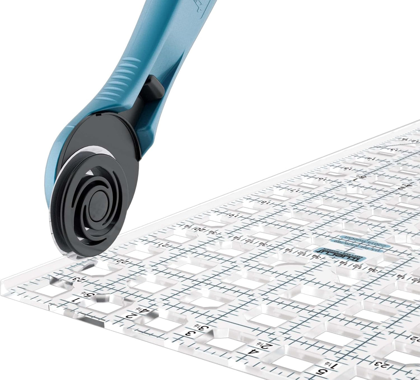 TrueCut Rectangle 24.5" x 6.5" Quilting Ruler with Track and Guide for Straight Cuts - Innovative Quilting and Sewing Ruler for Accurate Fabric Cuts with 1/8th Measurements