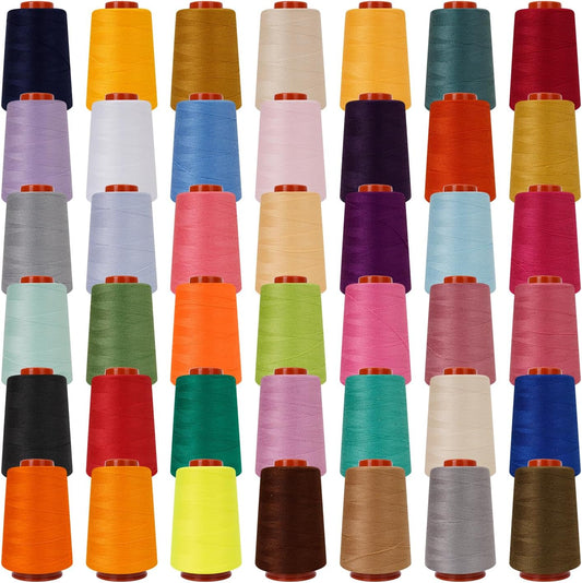 42 Colors Sewing Thread Kit All Purpose Polyester Thread Assorted Colors for Sewing Machine and Hand Stitching Use - 800 Yards per Spool