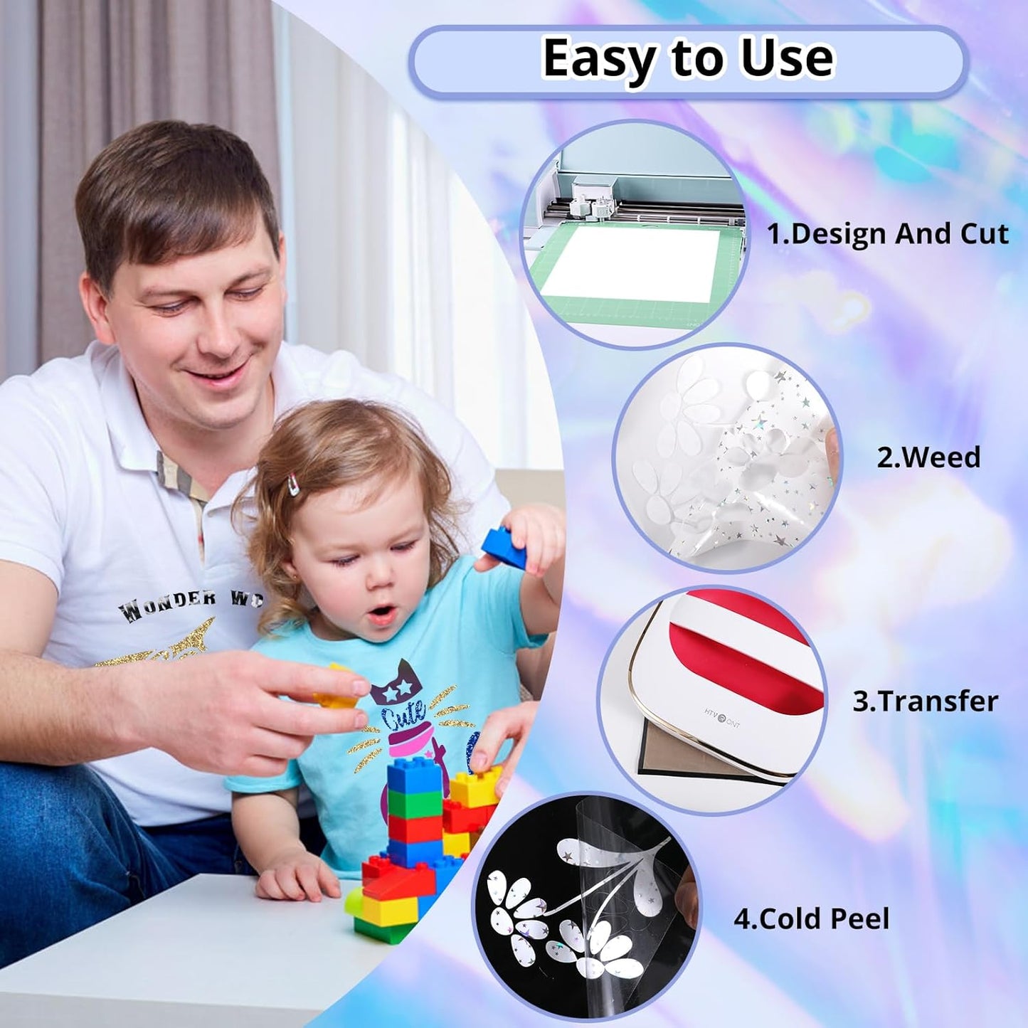 HTVRONT HTV Heat Transfer Vinyl Bundle - 100 Pack 12 * 10in Heat Transfer Vinyl for T-Shirt, 43 Assorted Colors HTV Vinyl Bundle for All Cutter Machine, Easy to Cut & Weed & Transfer Iron on Vinyl