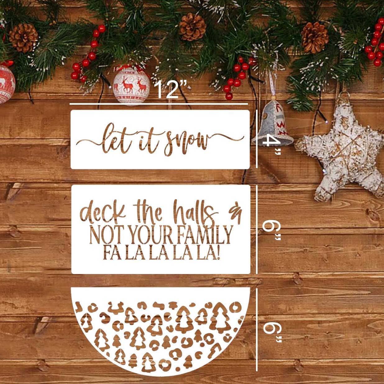 Christmas Stencils for Painting on Wood 12” Christmas Doormat Stencil Xmas Holiday Stencils for Crafts Door Mats Porch Door Decor