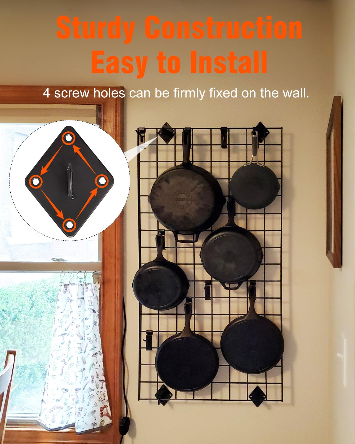 Gridwall Mount Brackets, 30 Pcs Wall Grid Panel Accessory with 150Pcs Wall Mount Screws and 4 Pcs S Hooks for Wire Wall Grid Clothing Store Cloakroom Retail Display Wall Organization.