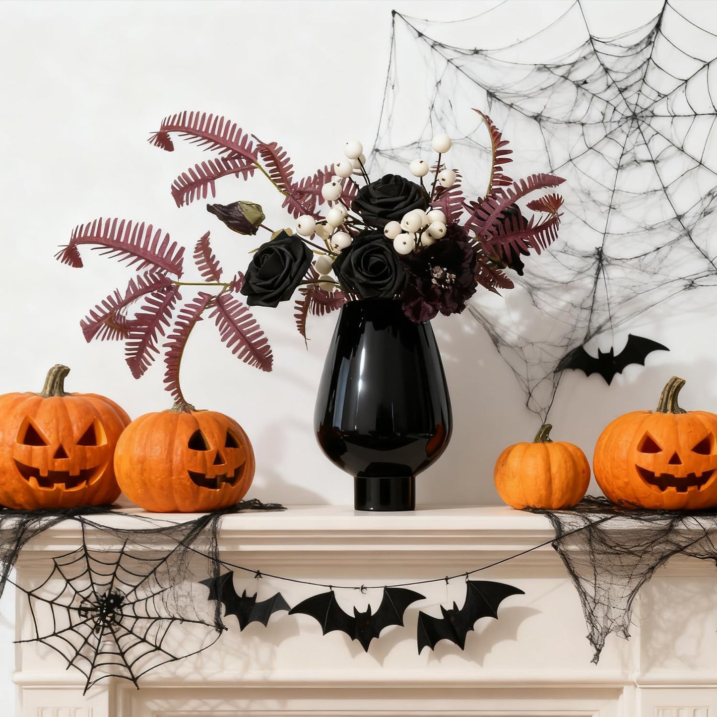 Artificial Flowers Foam Fake Roses 25pcs Black Roses with Stems for Home Decor DIY Wedding Bouquets Party Bridal Shower Centerpieces Faux Flower Arrangements Tables Decorations