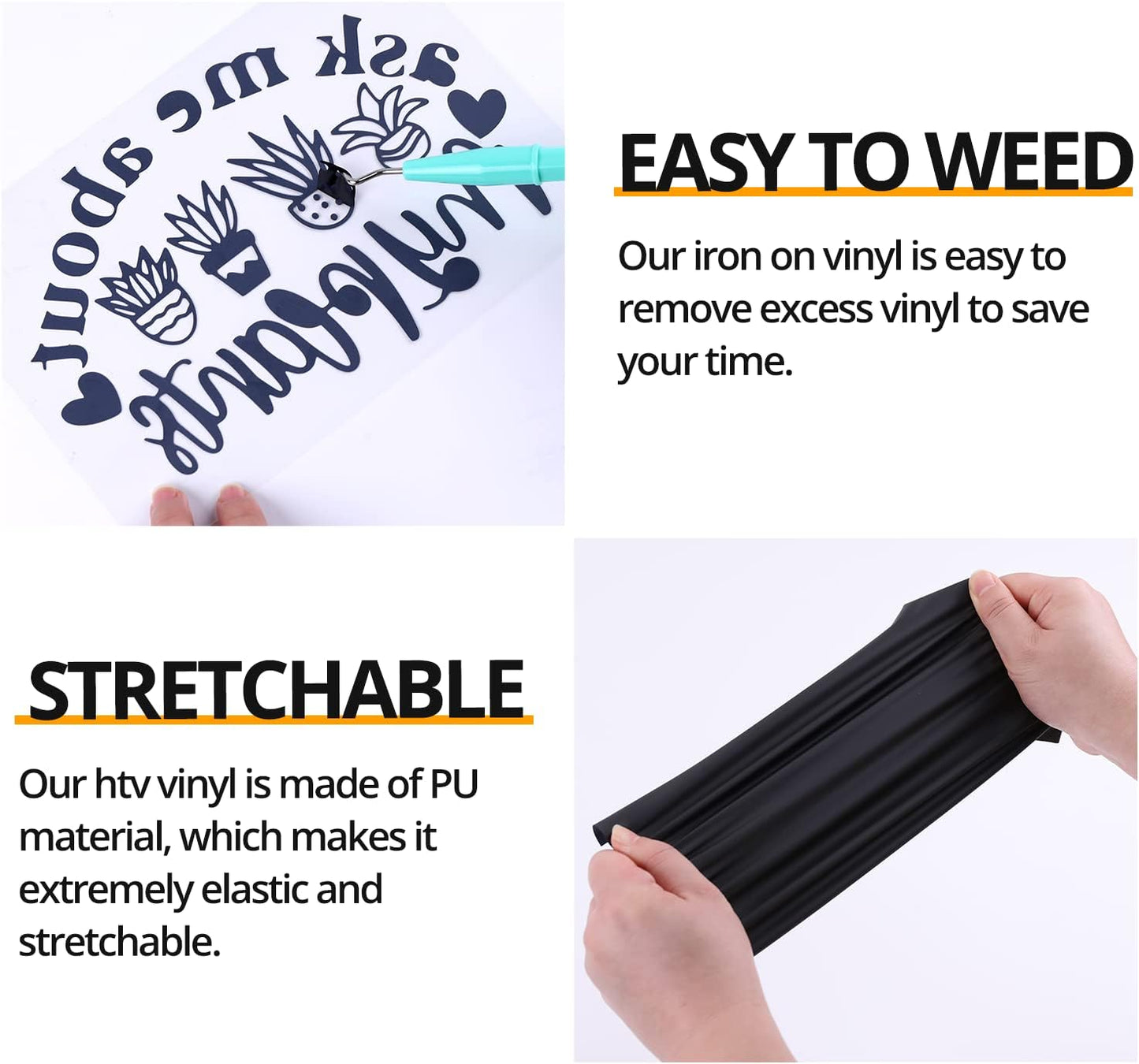 HTVRONT Black Heat Transfer Vinyl Bundle - 10 Pack 12" x 10" HTV Vinyl for T-Shirt, Black Iron on Vinyl for All Cutting Machine or Heat Press Machine