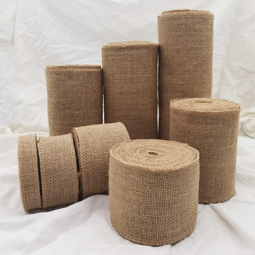 INSPIRELLE 3" Natural Burlap Fabric Roll 10 Yards Jute Ribbon for Gift Wrapping Craft Projects Wedding Decoration Home Decoration 8CM