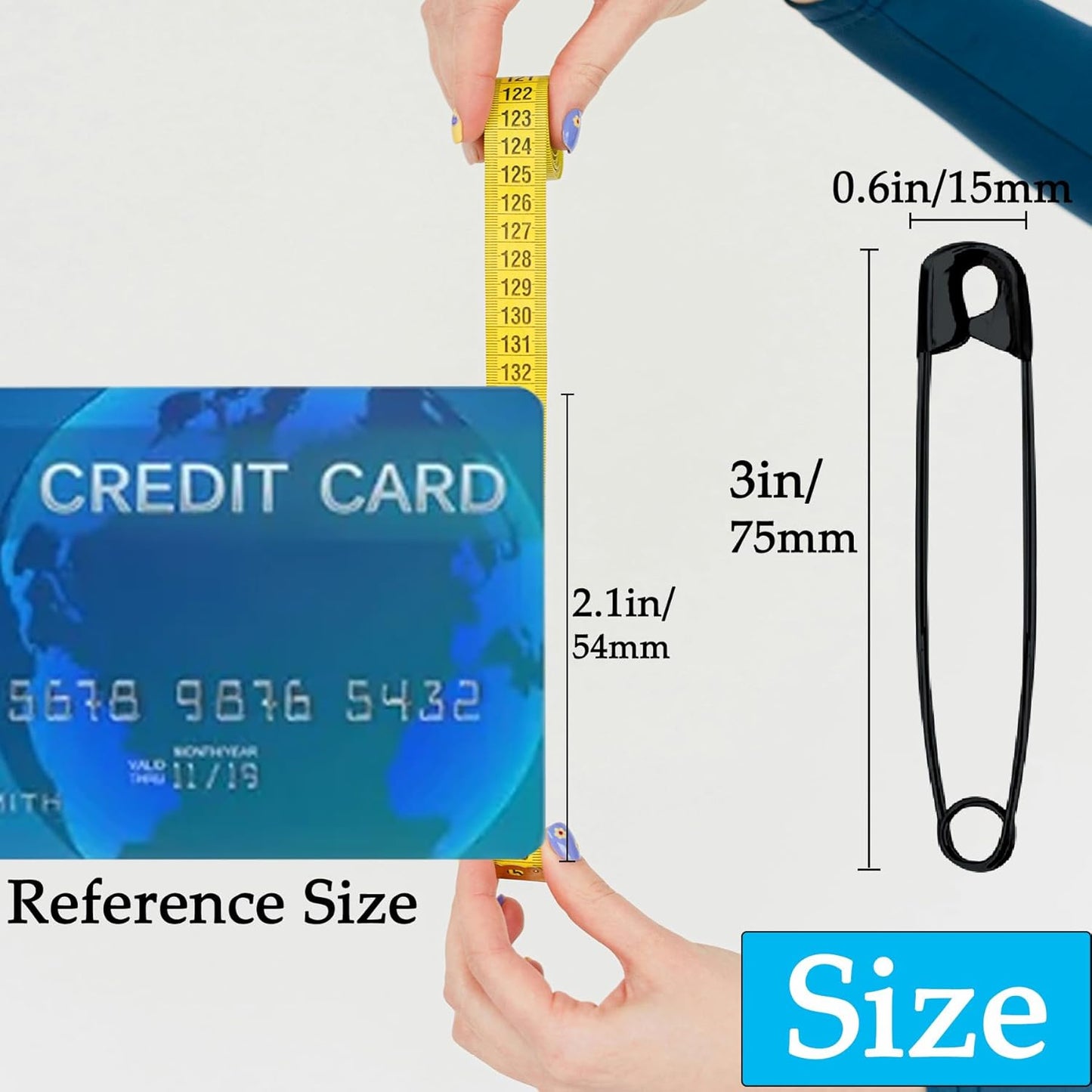 60PCS-3Inch Large Black Safety Pins, Rust-Resistant Nickel Plated Steel, Sharp Edge, Sewing, Arts & Craft