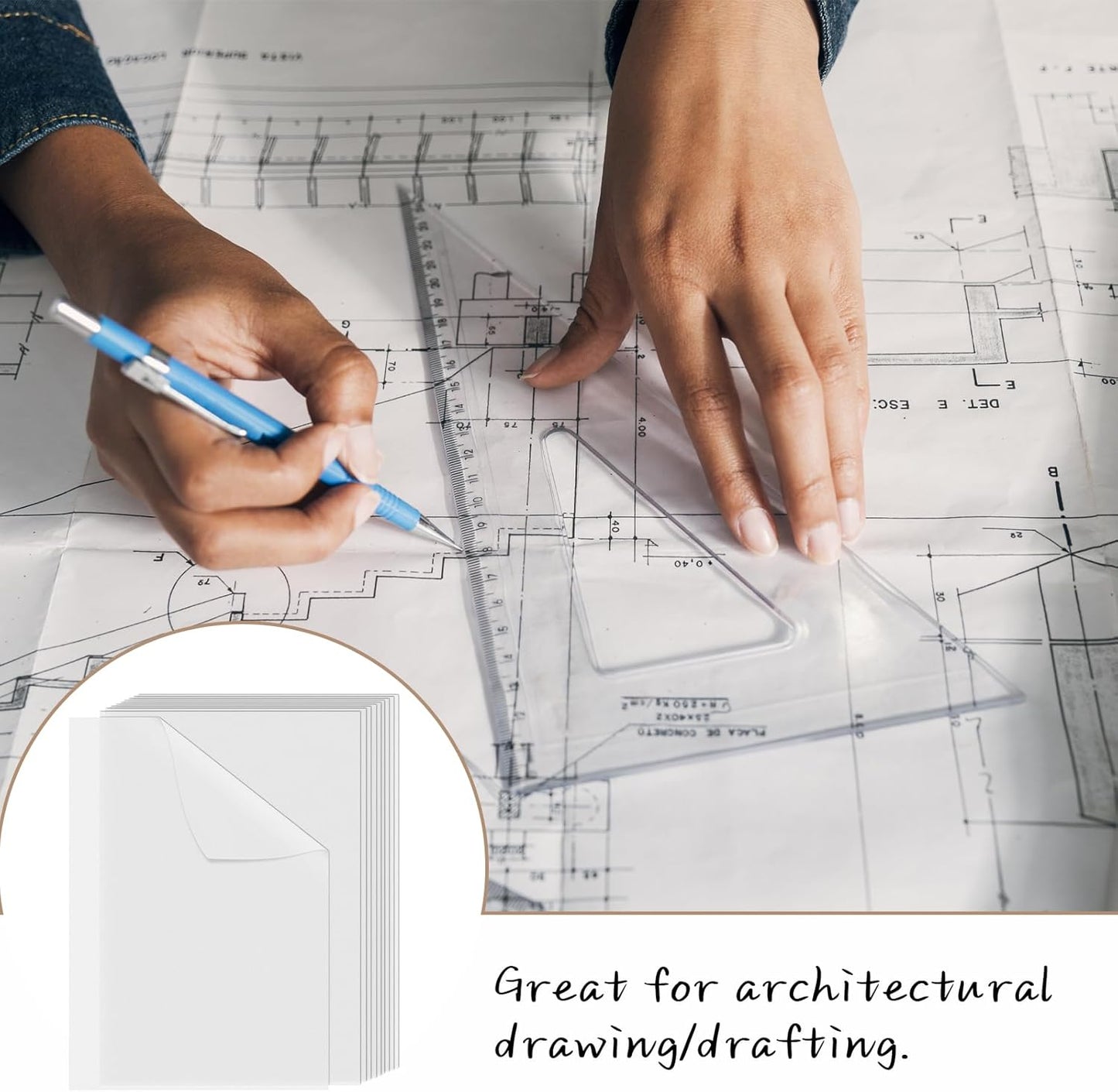 300 PCS 11x17 Inch Translucent Vellum Paper 63 Grams for Architecture Building Paint - Drafting Sheets Translucent White (Can't Print With Printer)