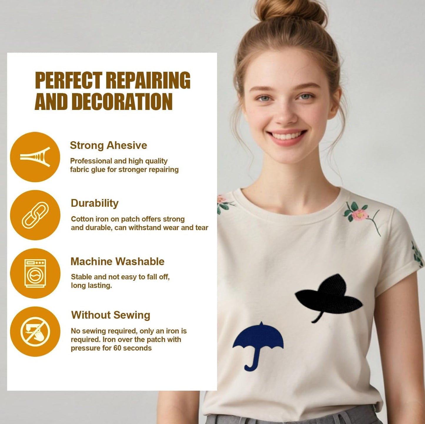 MOONSJONES Iron on Patches for Clothes Fabric Repair, 8 PCS Premium Strongest Glue Cotton Gear Reparing Patch for Holes Inside & Outside Pants, Jeans, Jacket, Hat, Canvas (7.5 cm x 10.5 cm-Blue)