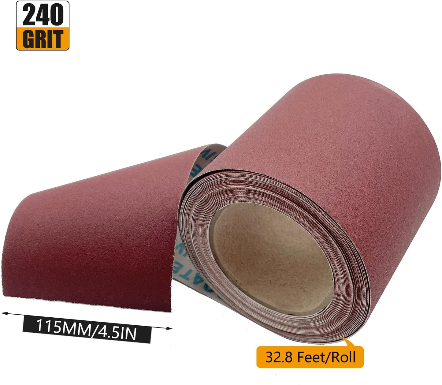 240 Grit Emery Cloth Roll, 4.5 Inch Wide 32.8 Ft Long (Equals 1/4 Sheet Sandpaper 71 Pcs) Abrasive Sandpaper Rolls for Metal Automotive Wood Furniture Sanding Paper Drum Palm Sander (240 Grit)