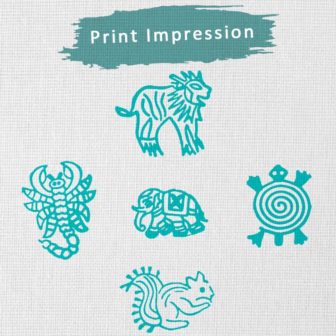 Handcarved Wooden Stamps for Block Printing - Stamps for Mehndi, Saree Border, Scrapbooking, Fabric Textile Paper, Kids, Art Work | Set of 5 | Hashcart®