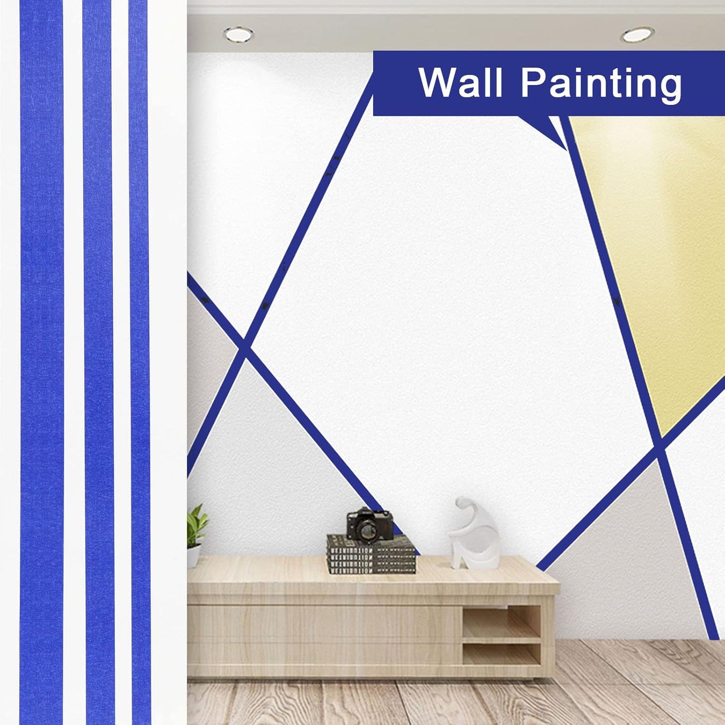 BOMEI PACK 6Pack Blue Painters Masking Tape, 1/4” 1/2” 3/4” X 60yds Multi Size Painting Paper Tape, Clean Removal with No Residue