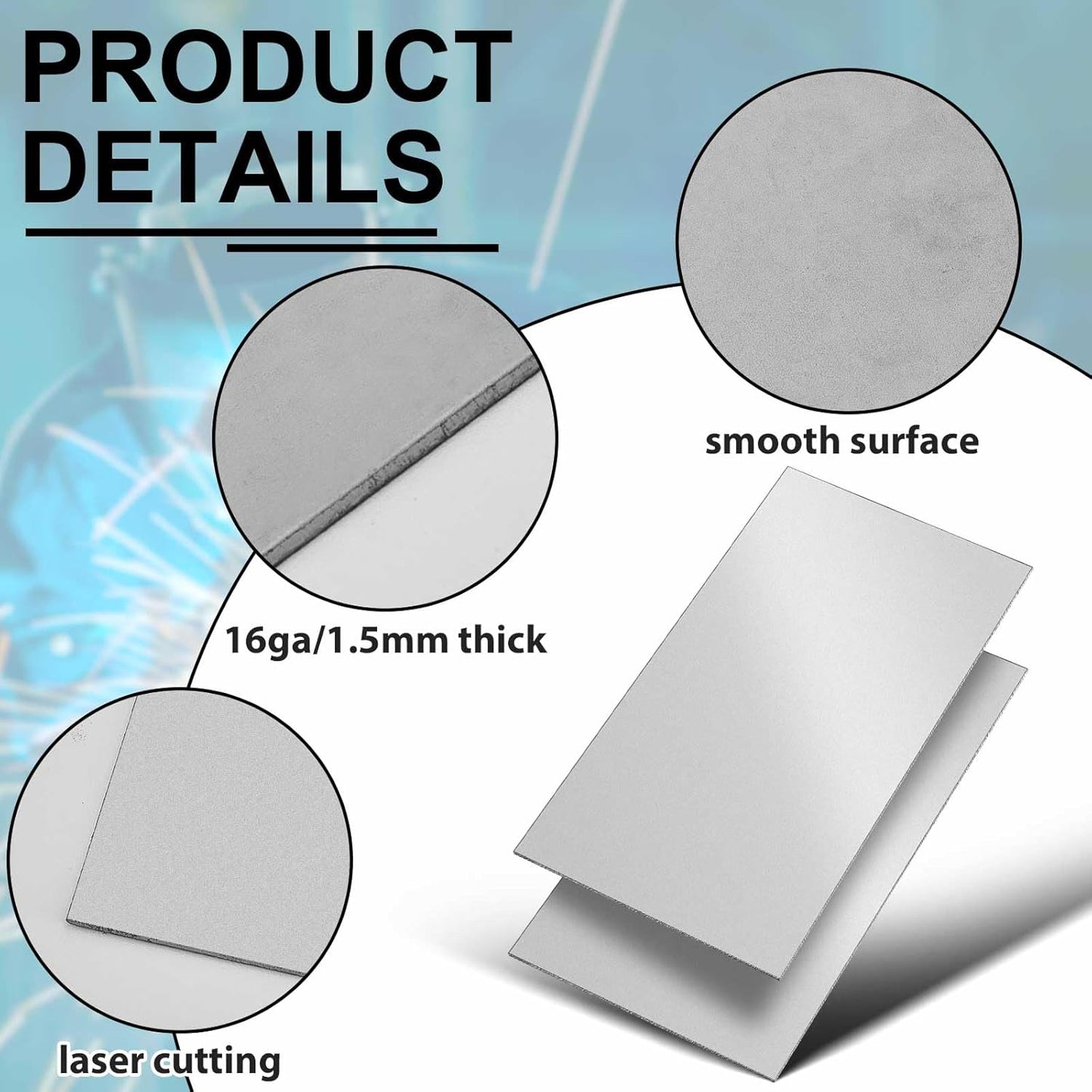 4 Pcs 16 Gauge 12 x 6 Inch Metal Steel Sheet Steel Plate Mild Carbon Cold Rolled Square Weldable Metal Panels for Outside Industrial DIY Use Projects Weld Accessories