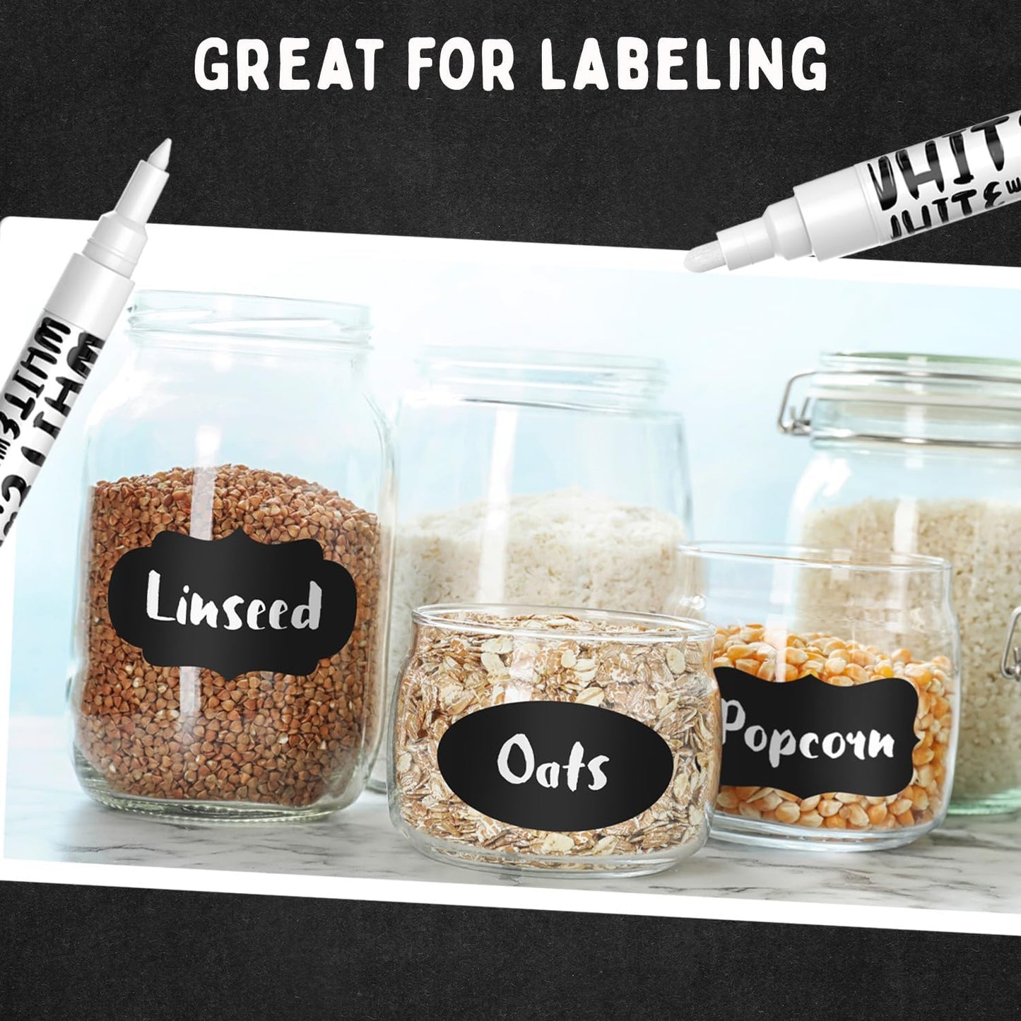 Chalkola 6 White Chalk Markers for Blackboard, Chalkboard Signs, Car Window, Bistro, Glass | Washable Fine Tip, Bold & Jumbo Size Dry Erase Liquid Chalk Pens Erasable (1mm, 3mm, 6mm, 10mm, 15mm, 30mm)