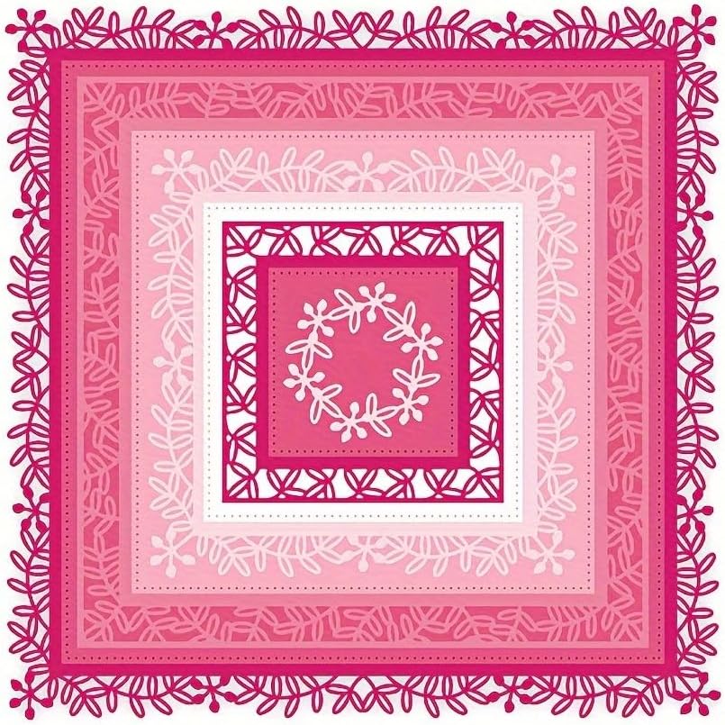 Lapoo Flowers Metal Cutting Die for Scrapbooking - Durable, Cut Stencils for DIY Scrapbook Photo Album Decorative Paper Card, Card Making Supplies (Multiple Large Lace Square Frames 8.1 x 8.1 in)
