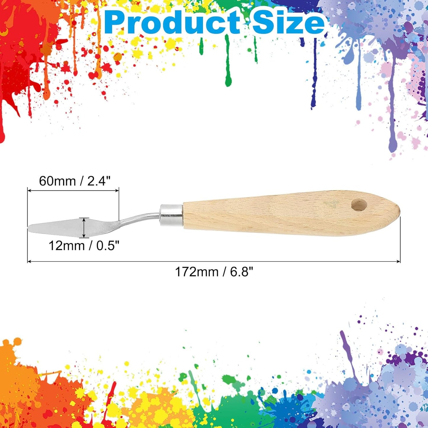 PATIKIL Art Spatula, No.4 12mm Stainless Steel Flexible Palette Knife Painting Knife Painting Spatula Oil Painting Mixing Scraper with Wood Handle for Canvas Acrylic Painting, Brown