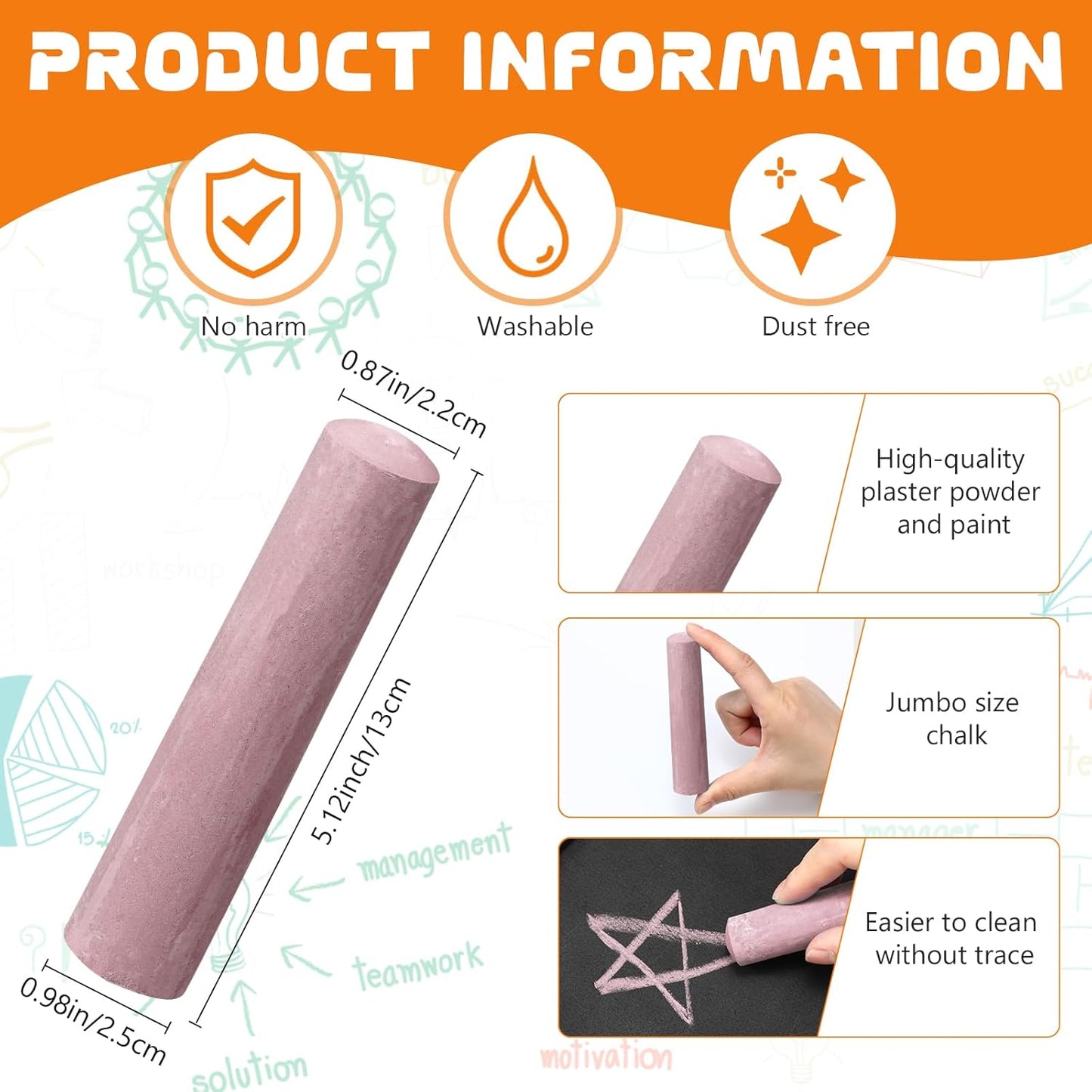 20 Pcs Sidewalk Chalks for Kids Non Toxic Jumbo Chalk for Party Gift Outdoor Art Classroom Play Painting (Camel)