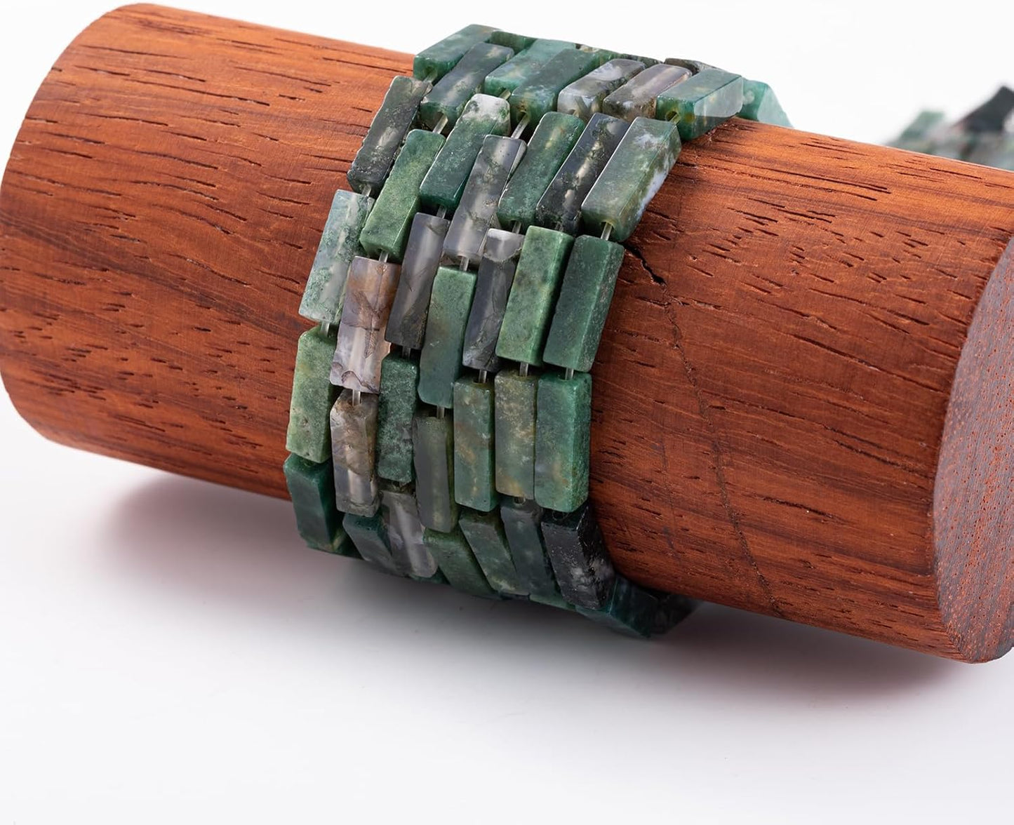 Natural Moss Agate Rectangle Tube Beads 4x13mm 38cm/str Loose Semi Gemstone Stone Beads for Making Bracelets Necklace Earrings