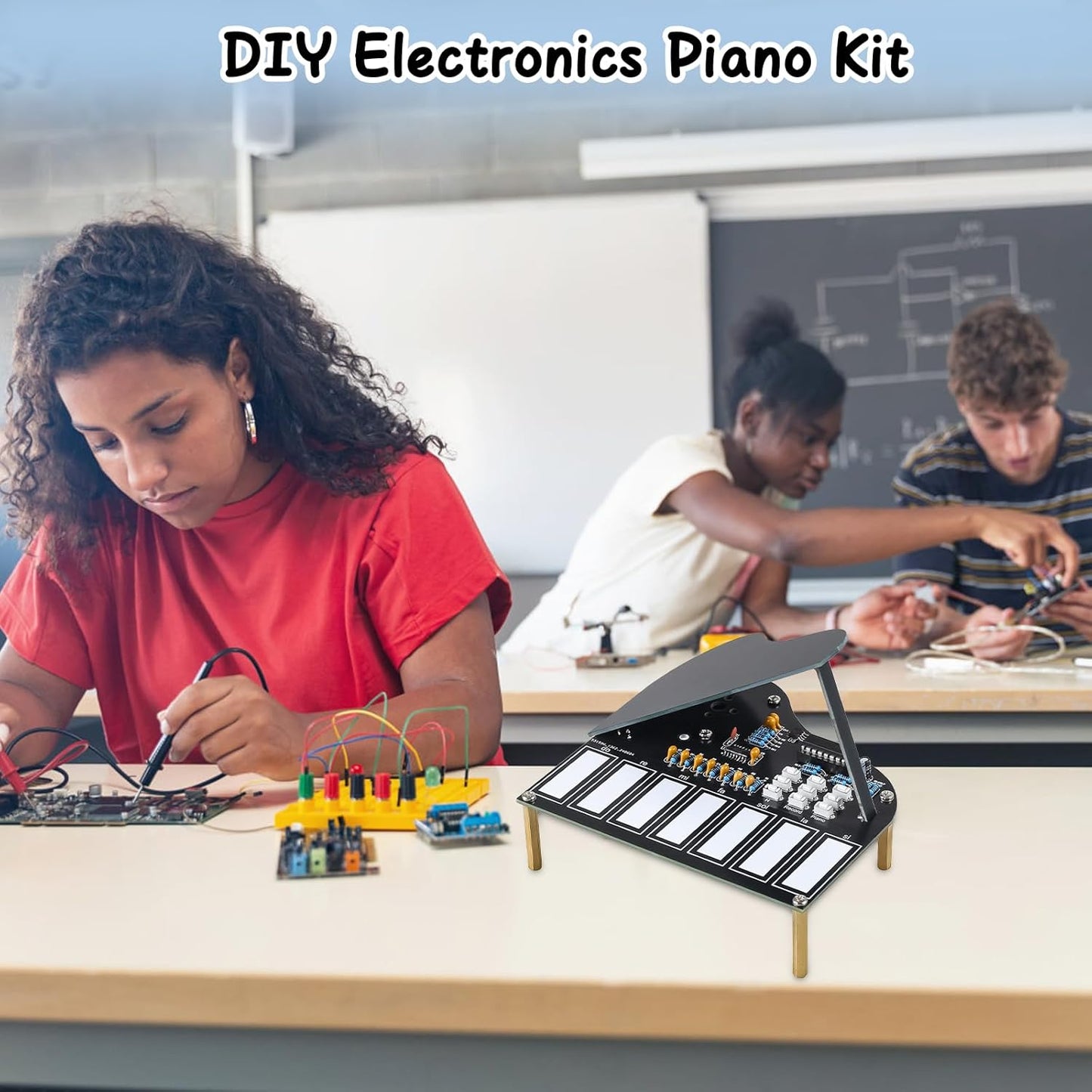 MIOYOOW DIY Electronic Piano Soldering Practice Kit, 7 Keys Mini Musical Instrument Solder Project with Piano, Violin and Guitar Tones, STEM Electronics Learning Kit for Home and School Education