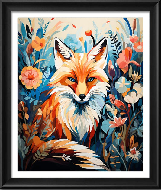 Leczany Cross Stitch Stamped Kit for Adults or Kids - Colorful Fox | DIY Embroidery Starter Patterns Craft Kit Needlepoint for Beginner | 11CT, 3 Strands | 13.8x16.9 inches