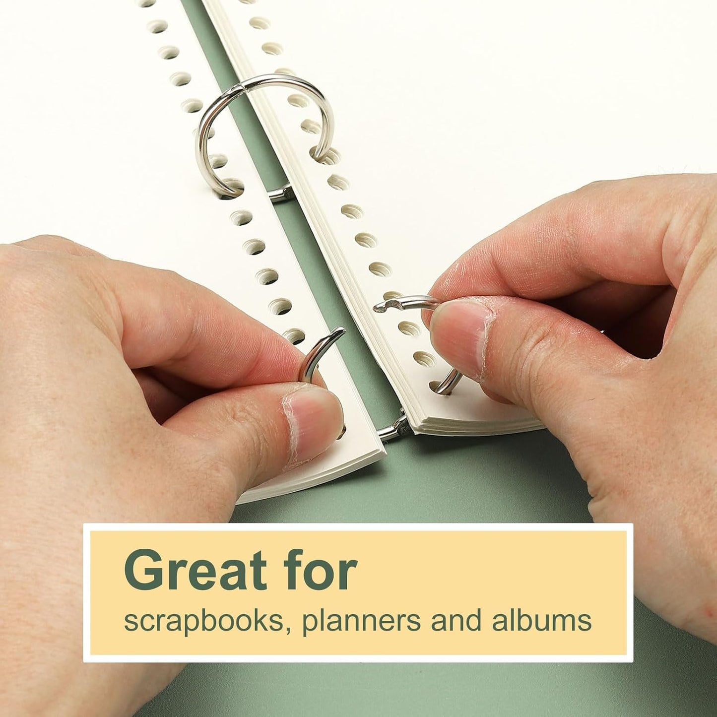 PATIKIL 0.6" x 0.8" Loose Leaf Binder Rings, 30 Pcs Metal Book Rings Nickel Keychain Ring for Paper Index Cards Flash Card Notebook Rings Office Home Book Binder, Silver Tone