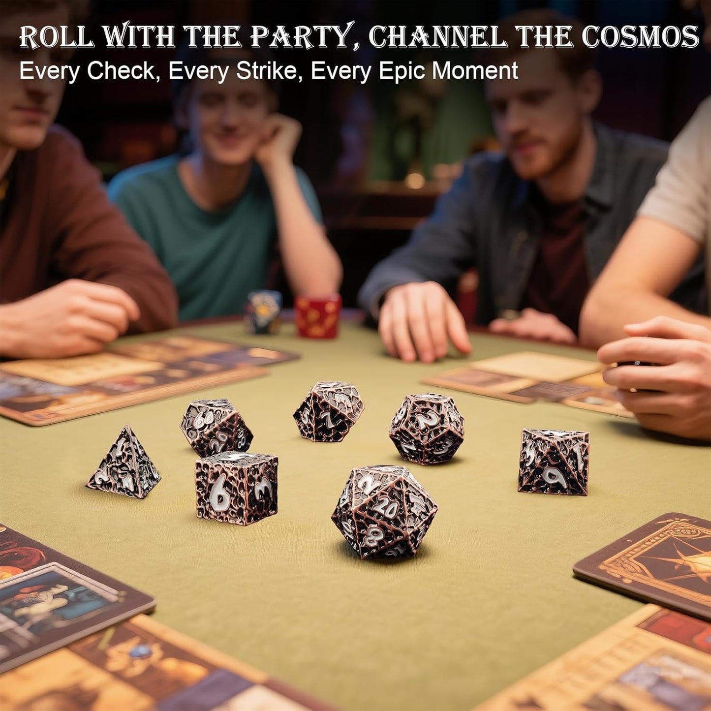 Haxtec Metal DND Dice Set Polyhedral D&D Dice Compatible with Dungeons and Dragons Gift TTRPG Antique Copper Metal Dice
