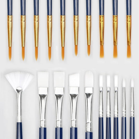Paint Brushes Set, 20 Sizes Different Kids Painting Brushes Acrylic Paint Brush Set, Paint Brushes Bulk for Nail, Face Art, Craft, Rock Painting and School Project