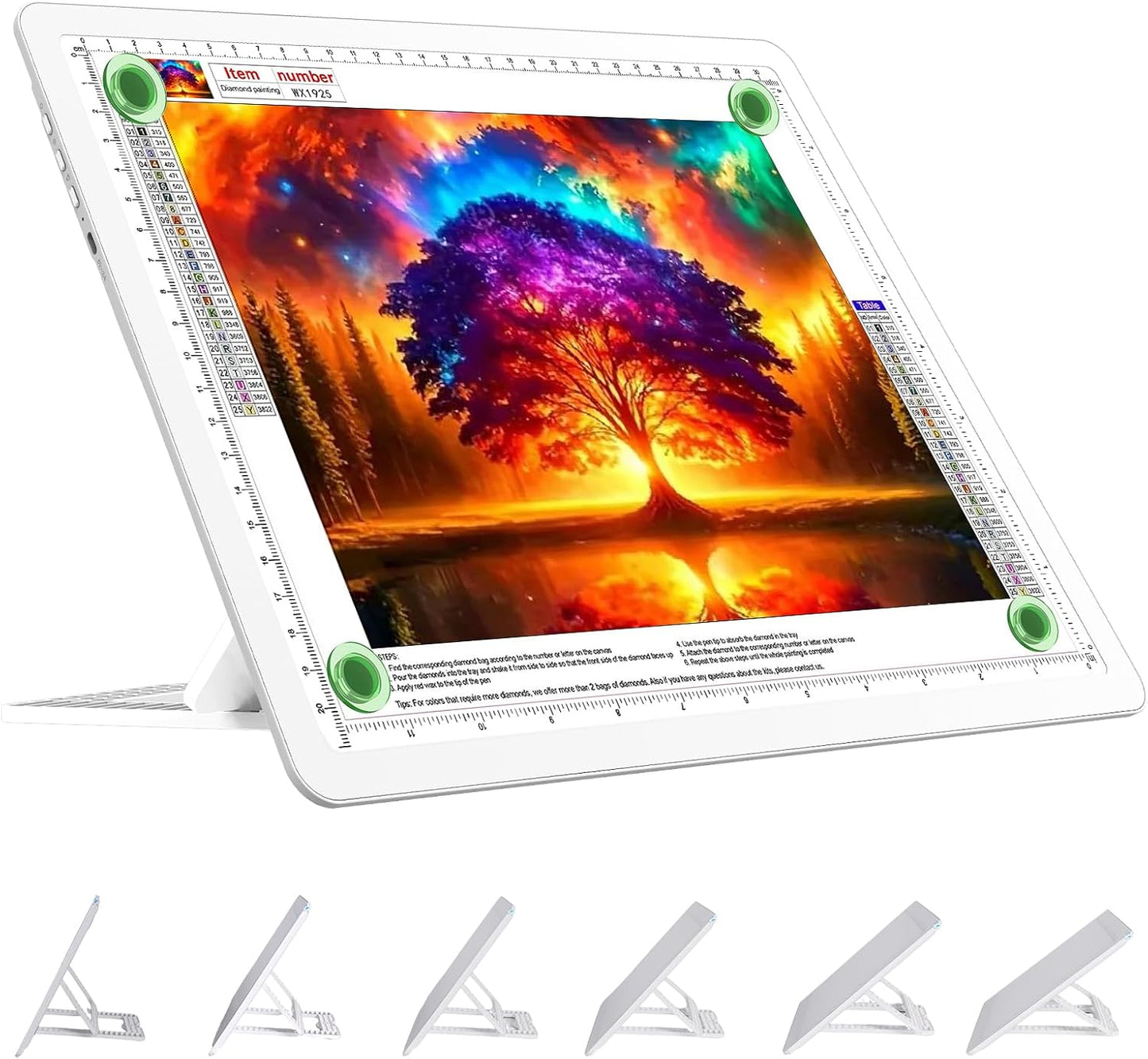 TOHETO Rechargeable A4 Light Board with Stand, Super Bright Magnetic Light Pad with Side Buttons, Wireless Light Box for Tracing and Drawing, Cordless LED Light Table for Diamond Painting White