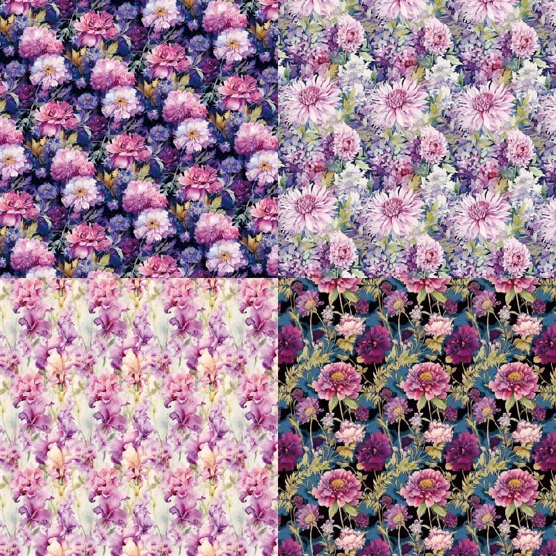 Purple Floral Scrapbook Paper Pad Color Flower Patterned Paper 6×6,24 Sheets Single-Sided Floral Scrapbooking CardStock Papers Pad for Holiday Cardmaking DIY Origami Journaling.
