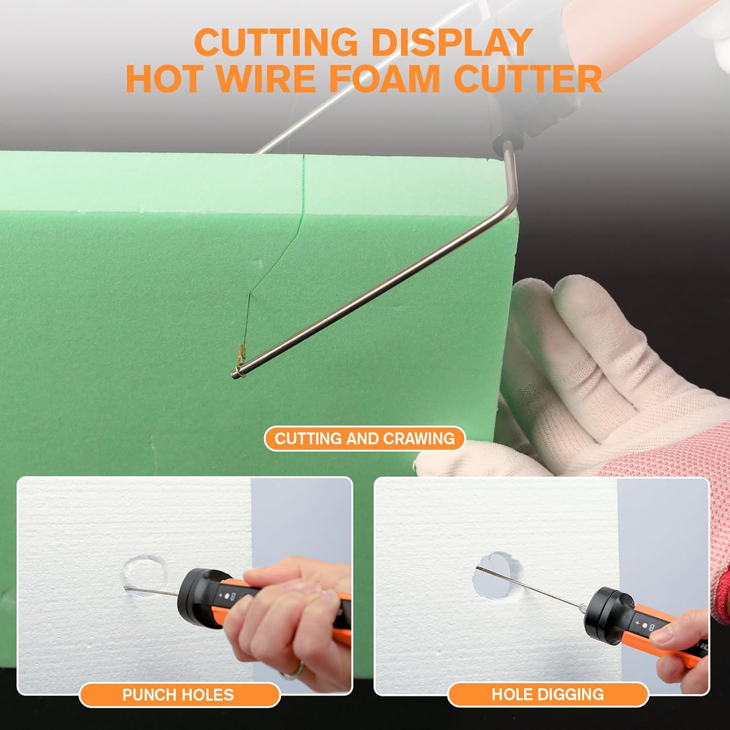 4 in 1 Hot Wire Electric Foam Cutter Kit, Styrofoam Cutting Tool 15W/ 6V with Case, Heated Foam Carving Knife Kit (Toolbox Orange)