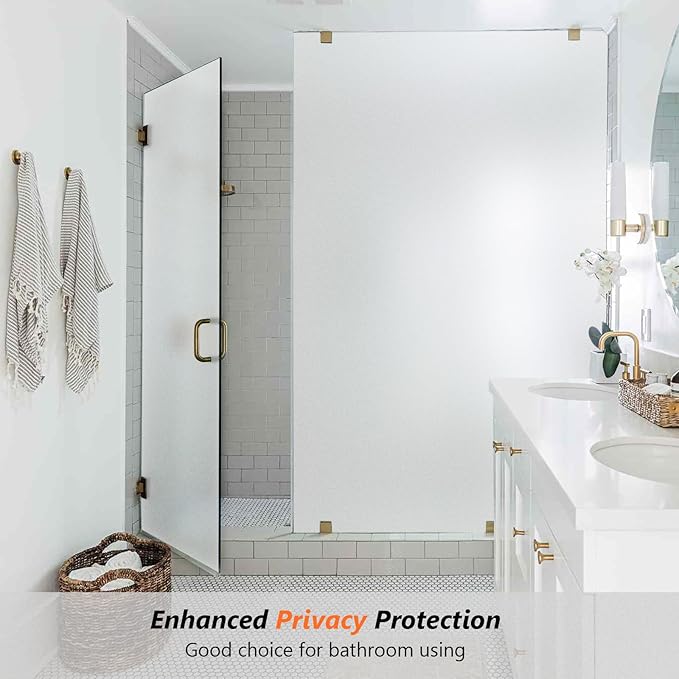 Kromapolis Window Privacy Film Frosted Glass Window Film, Heat Blocking Privacy Film for Glass Windows, Static Cling Non-Adhesive Frosting Window Stickers for Door Home (Frosted, 29.5 x 78.7 inch)