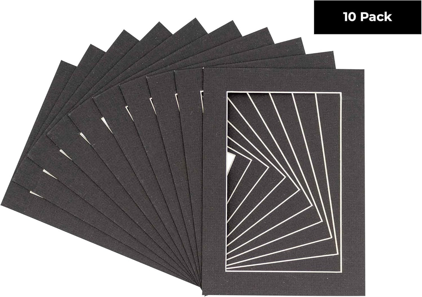 6x8 Mat for 8x10 Frame - Precut Mat Board Acid-Free Textured Black 6x8 Photo Matte For a 8x10 Picture Frame, Premium Matboard for Family Photos, Show Kits, Art, Picture Framing, Pack of 10 Mats