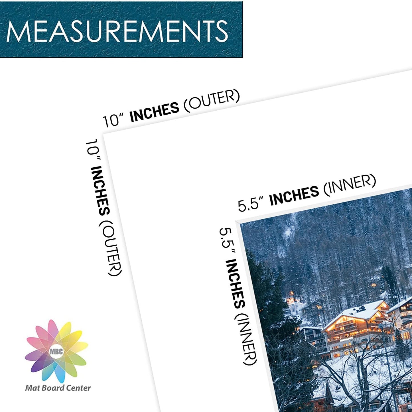 Mat Board Center, Pack of 10, 10x10 for 6x6 White Photo Picture Mats - Acid Free, 4-ply Thickness, White Core - for Pictures, Photos, Framing