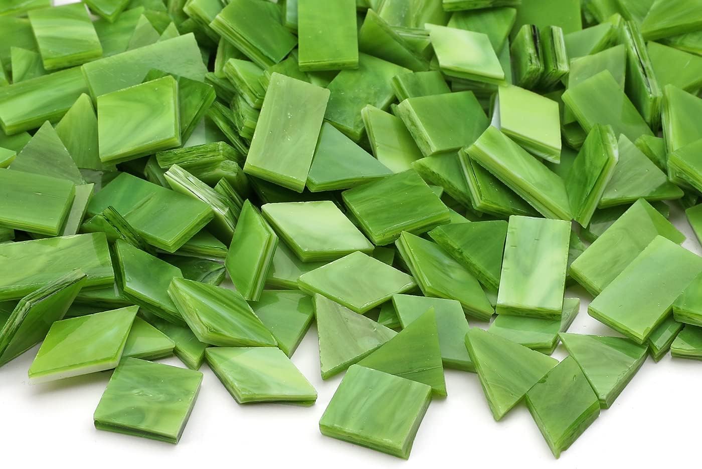 Lanyani 200 Mixed Color Glass Mosaic Tiles - 4 Shapes, Tiffany Stained Glass Pieces for Crafts