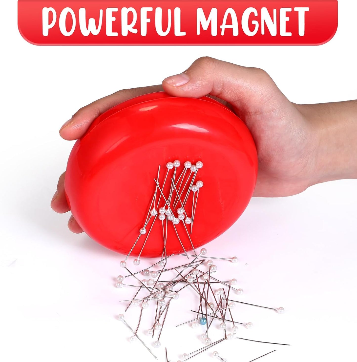 Waydress 2 Pieces Magnetic Pin Holder Sewing Pincushion Round Paper Clip Holder Magnetic Cushion Sewing Pin Push Hairclip Storage Case Needle Cushion for Sewing DIY Project(Red)