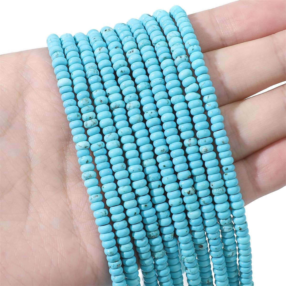 Natural Blue Turquoise Disk Stone Beads 4x2mm 160pcs Rondelle Loose Semi Gemstone Beads for Jewelry Making Design