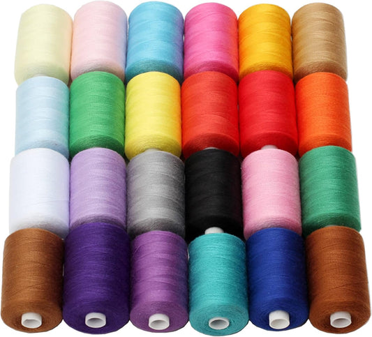 Simthread All Purpose Sewing Thread, 24 Spool 1000 Yards Polyester Thread for Sewing, Handy Polyester Sewing Threads for Sewing Machine - 24 Colors
