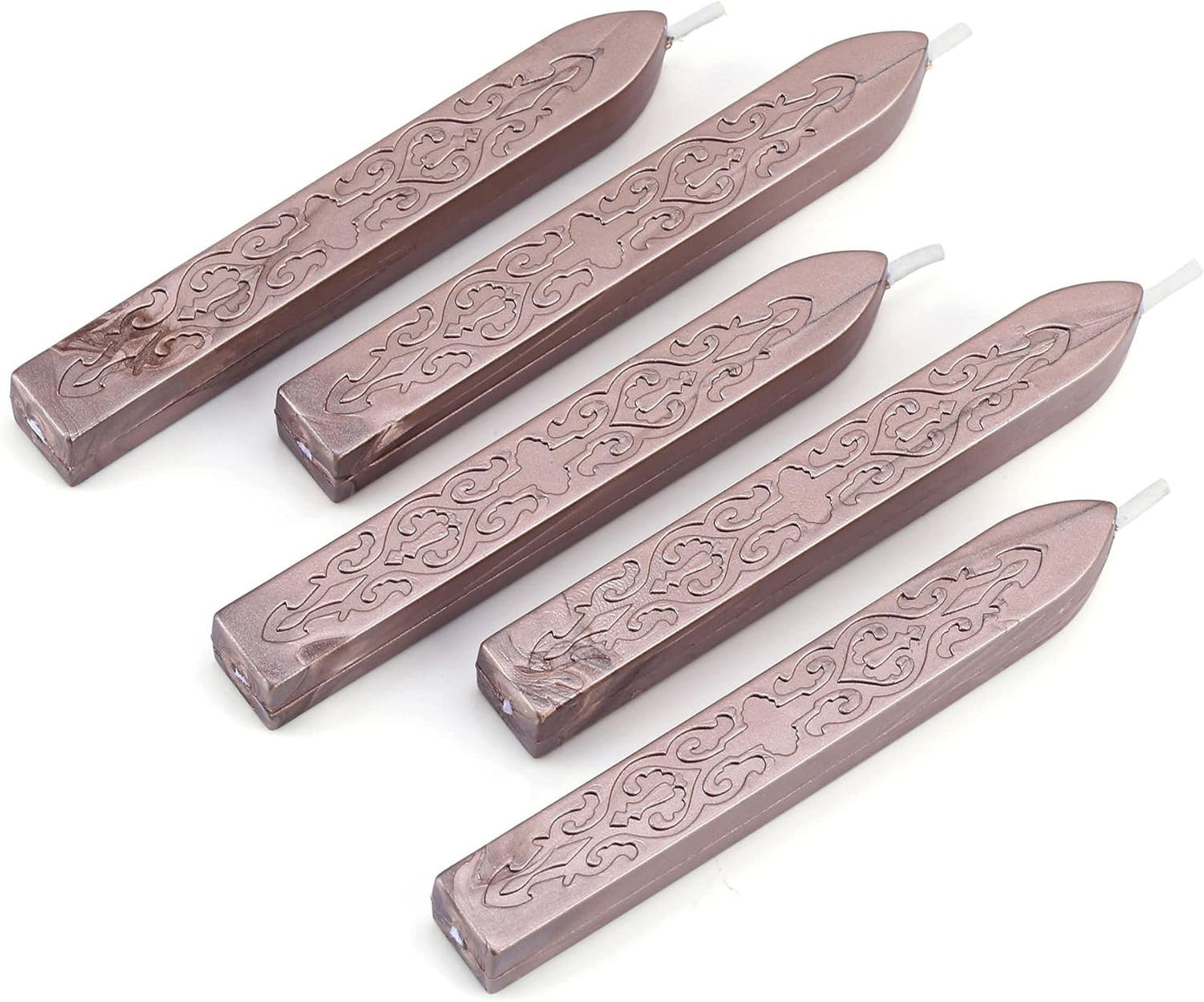 Yoption 5 Pieces Sealing Wax Sticks, Antique Champagne Gold Totem Fire Manuscript Wax Seal Sticks with Wicks for Wax Seal Stamp (Champagne Gold)