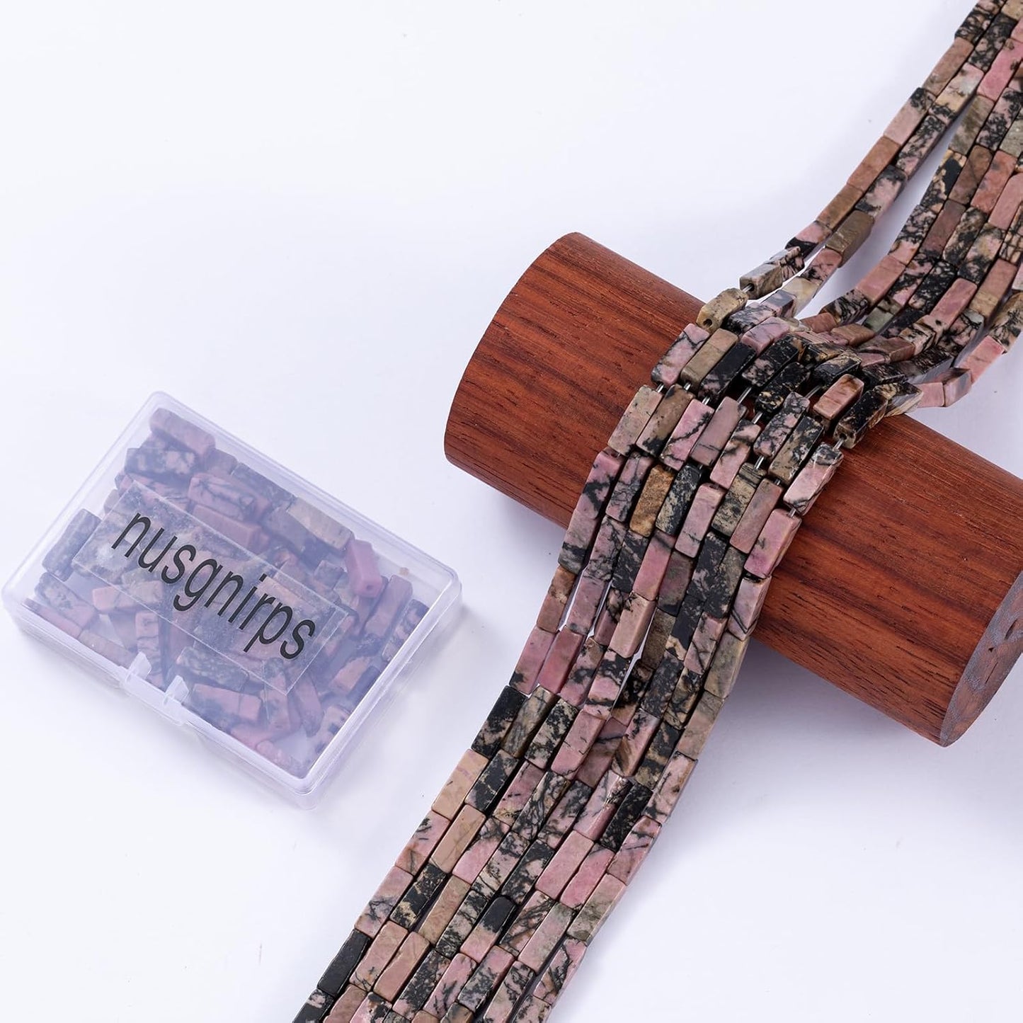 Natural Rhodochrosite Rectangle Tube Beads 4x13mm 38cm/str Loose Semi Gemstone Stone Beads for Making Bracelets Necklace Earrings