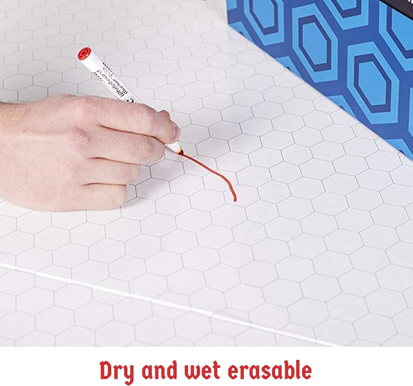 Hexers XL Role-Playing Game Board, Vinyl Mat Alternative Compatible with Dungeons and Dragons DND, Pathfinder, RPG, 44 inches on 34 inches with 1 inch Squares and Hexes, Foldable and Dry Erase