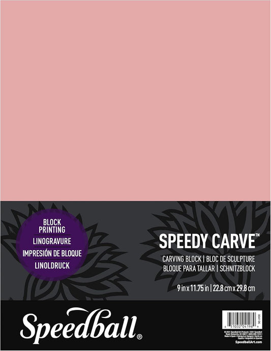 Speedball 4196 Speedy-Carve Block Printing Carving Block – Soft, Easy Carve Surface – 9 x 11-3/4 Inches, Pink