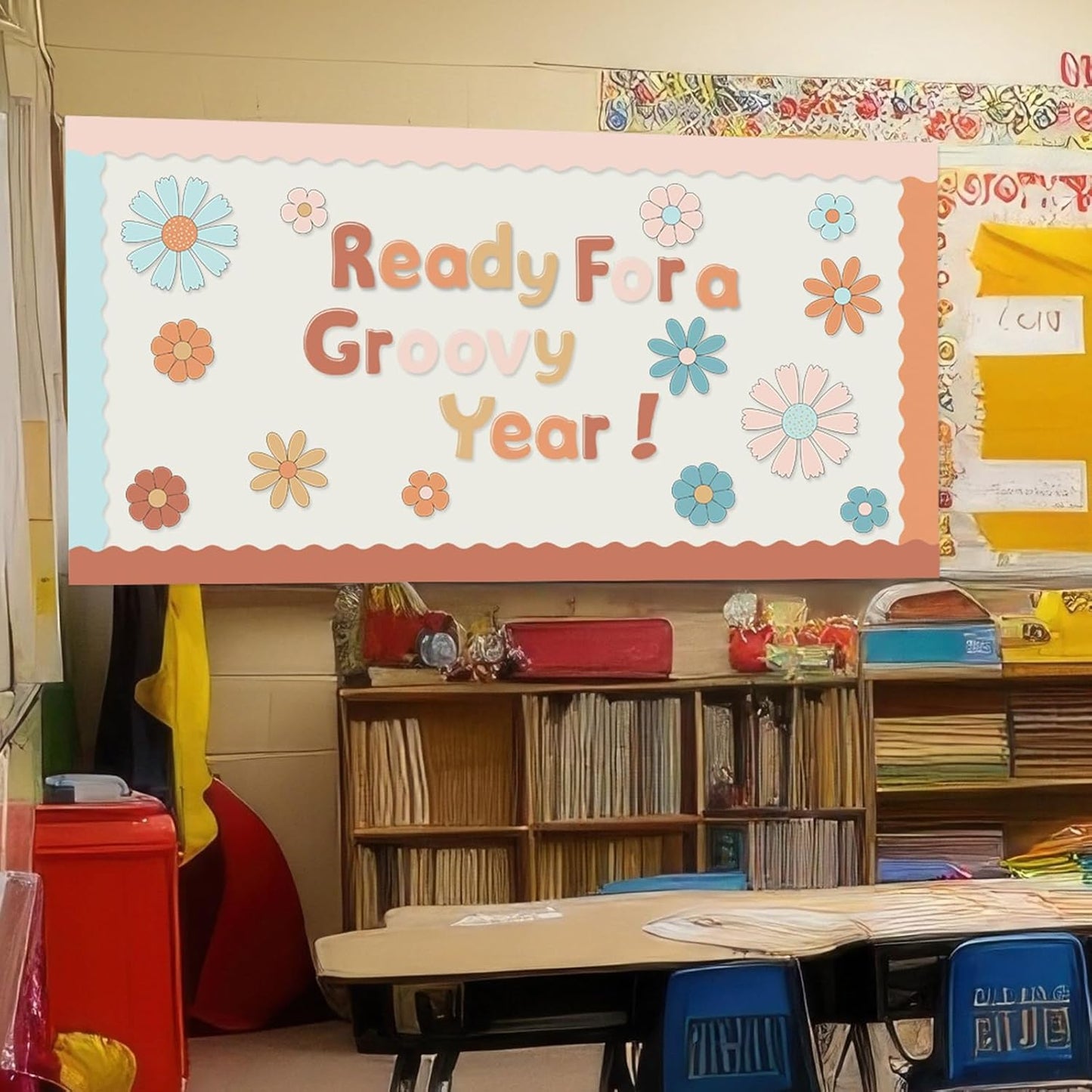 221 Pcs Bulletin Board Letters Round Alphabet Number Punctuation Symbol Combo Letter Cutouts Classroom Decoration for School Classroom Chalkboard Poster Board(Retro Boho)