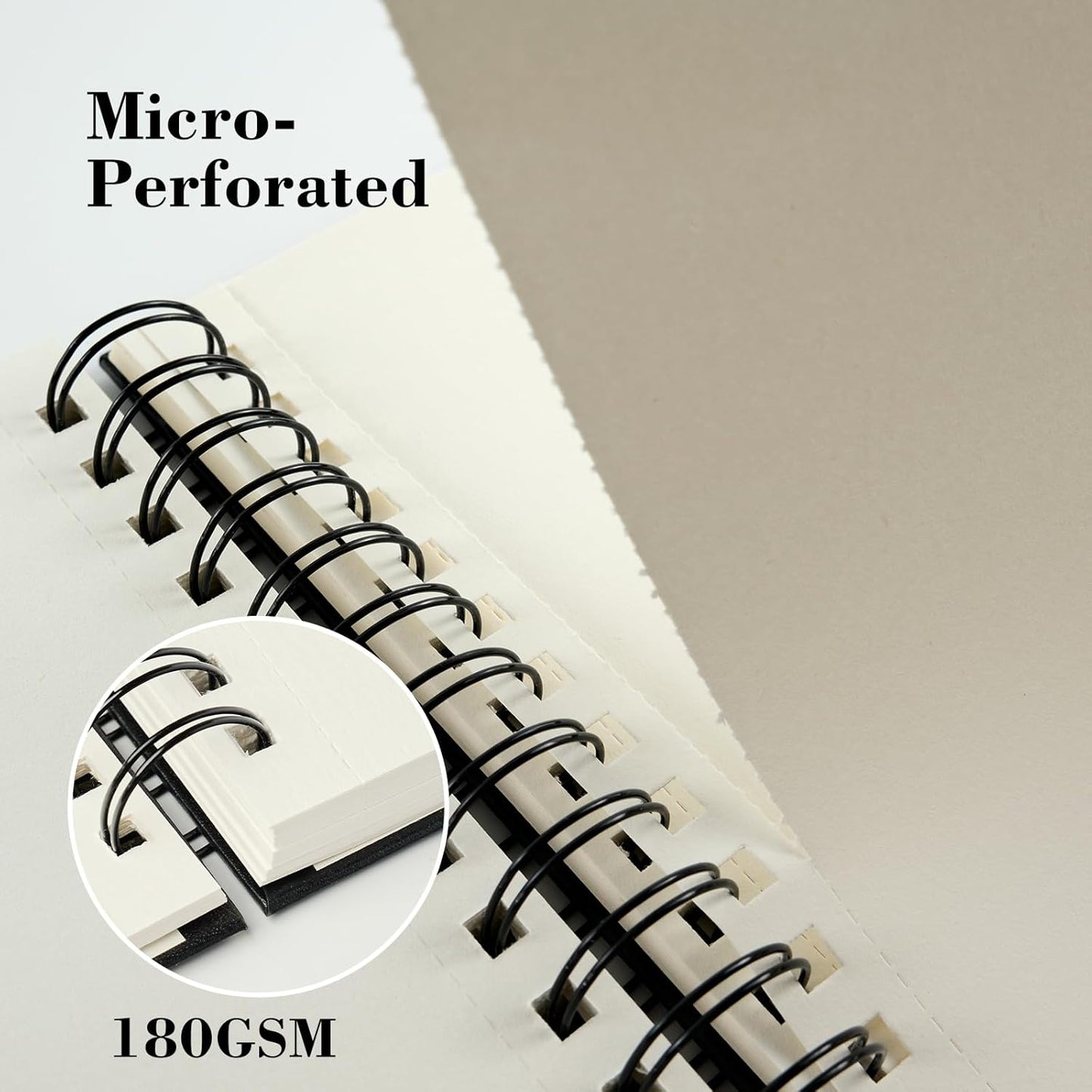 CuppaClip Sketch Book Hardcover Drawing Pad 300GSM Acid-Free Paper Spiral Bound Sketchbook 50 Sheets/100 Pages Art Supplies (Spiral Binding, 8.3x11.8in)