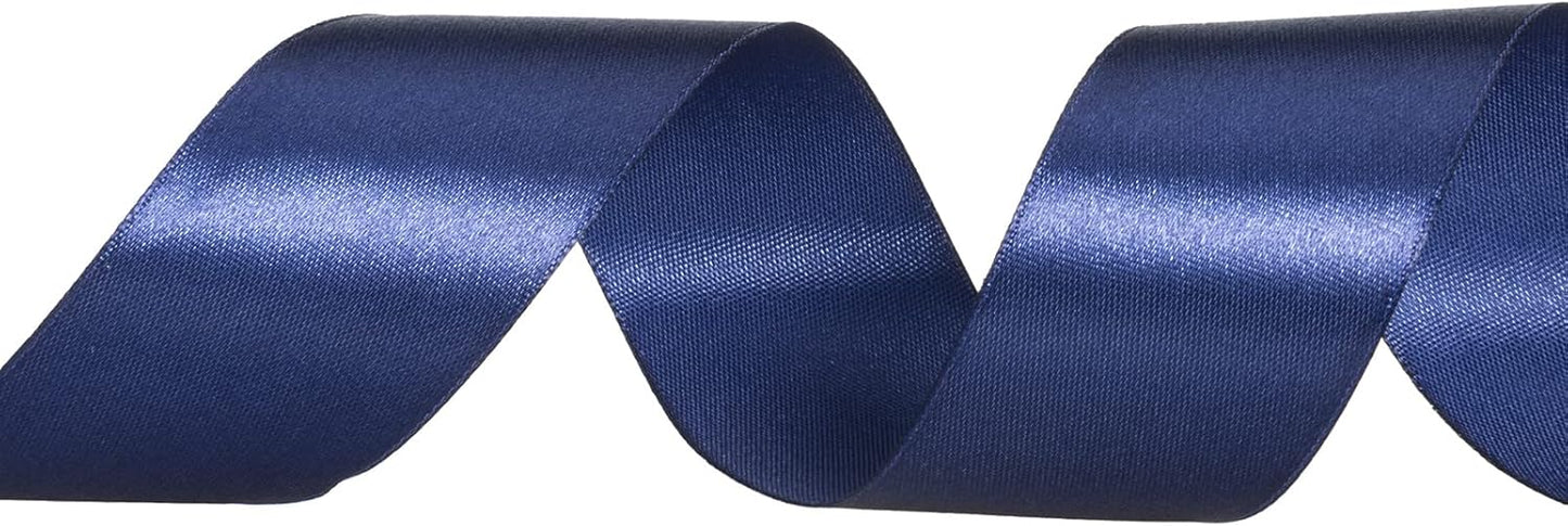 1 1/2 Inch Navy Solid Satin Ribbon, 50 Yards Craft Fabric Ribbon for Gift Wrapping Floral Bouquets Wedding Party Decoration