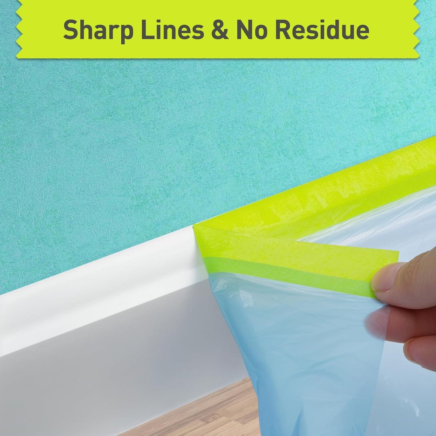 Pre-Taped Masking Film for Painting - 22" x 66' Painters Plastic Sheeting with Automotive Paint Tape and Drape for Covering Cars, Walls, Windows and Furniture Protection (3 Rolls)