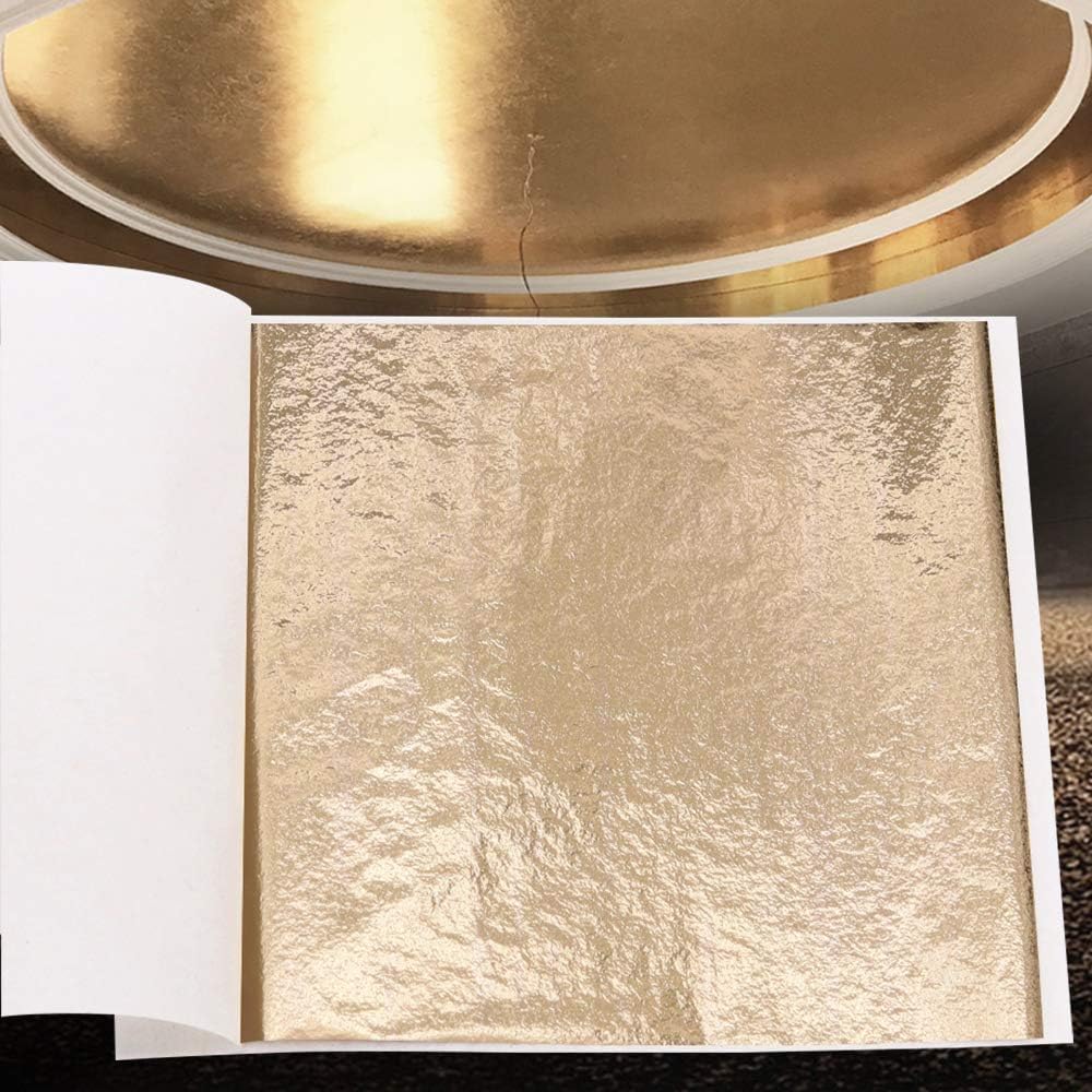 KINNO Gold Leaf Sheets - Champagne Gold Foil Paper 500 Sheets for Picture Frames, Sculpture, Handcrafts, Furniture, Arts Decoration, Gilding, Nails, Paintings, 3.15 by 3.35 Inches