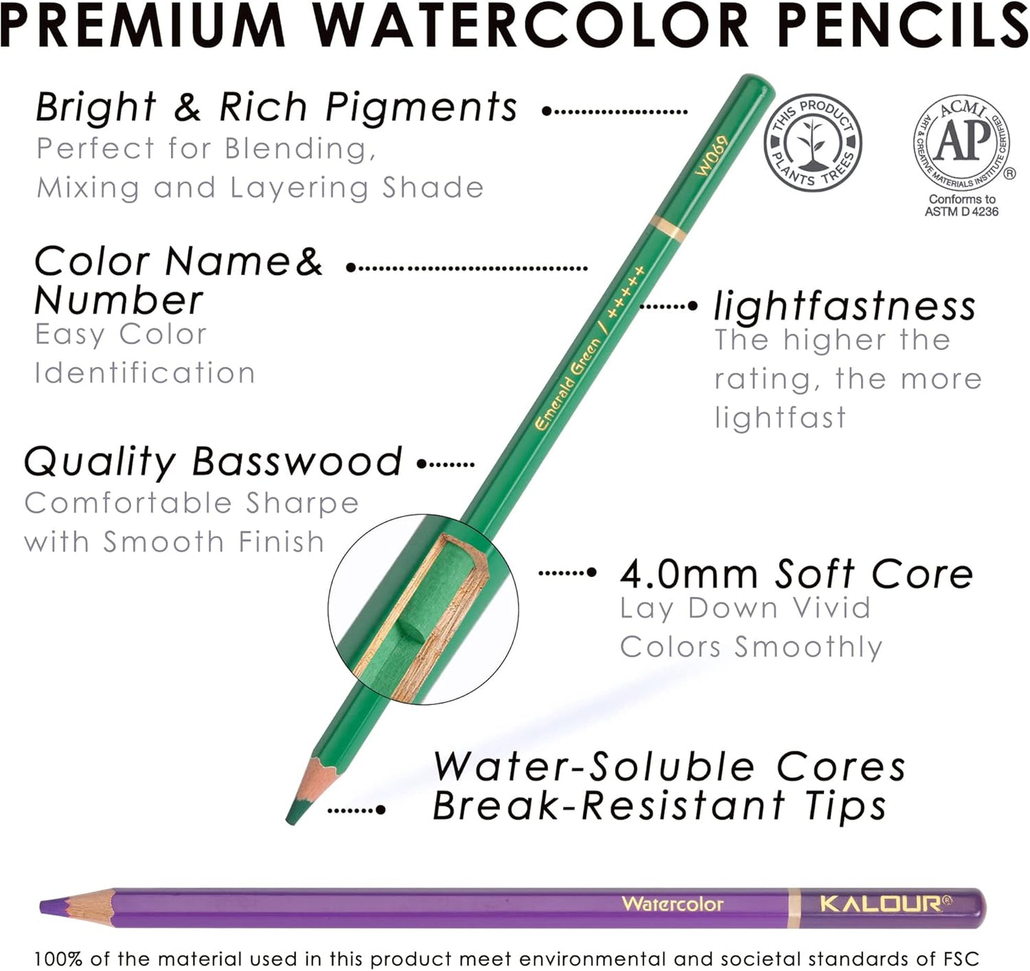 KALOUR Watercolor Pencils, 120 Colors, Blendable Wet or Dry, Water-Soluble Colored Pencils for Artists and Beginners