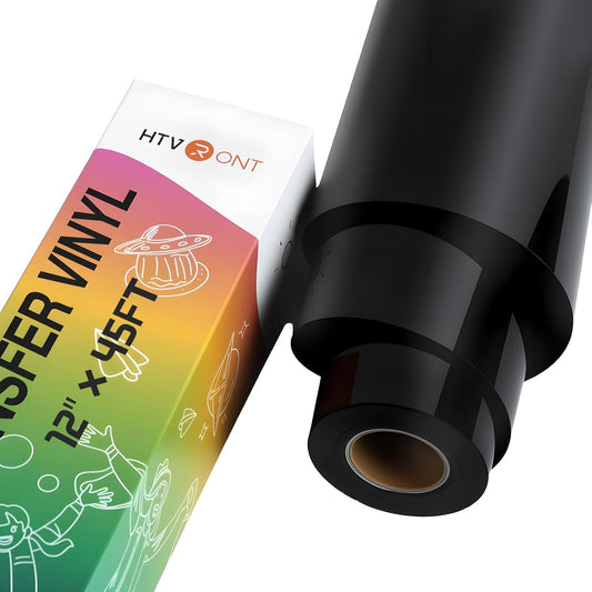 HTVRONT Black Heat Transfer Vinyl - 12" x 45FT Black HTV Vinyl Roll for T Shirts, Black Iron on Vinyl Compatible with Cricut Cutting Machine & Silhouette Cameo - Easy to Cut & Weed